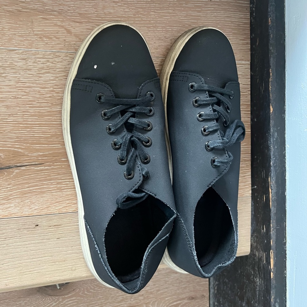 Dr. Martens Black Canvas Lace-Up Sneakers with Off-White Sole, Sz.10
